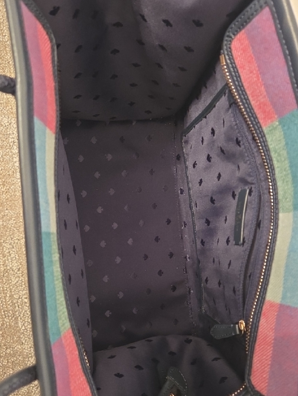 kate spade Multicolor Plaid Tote with Teal, Pink & Red - Picture 3 of 8